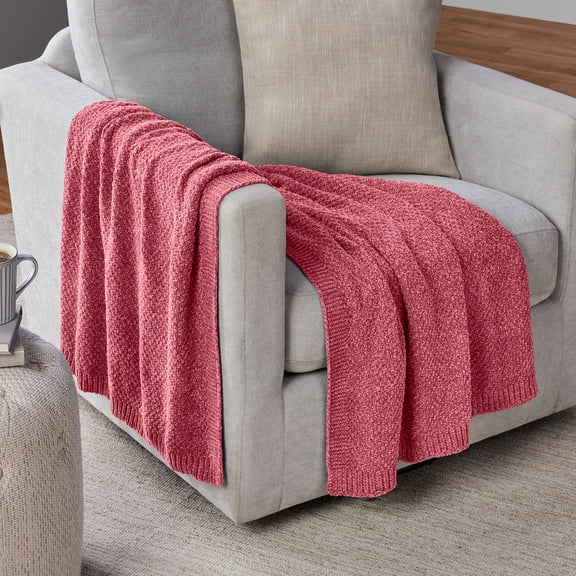 Mainstays Chenille Oversized Couch Throw Blanket, Mauve Dusk, 50 x 72 in