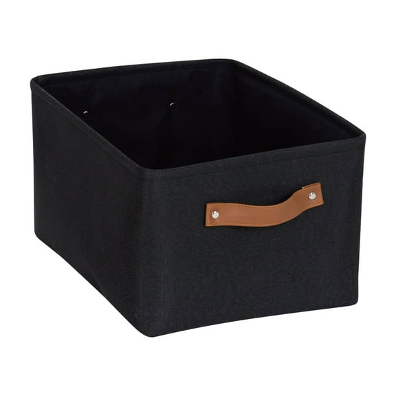 Mainstays Black Canvas Polyester Storage Basket with Handles