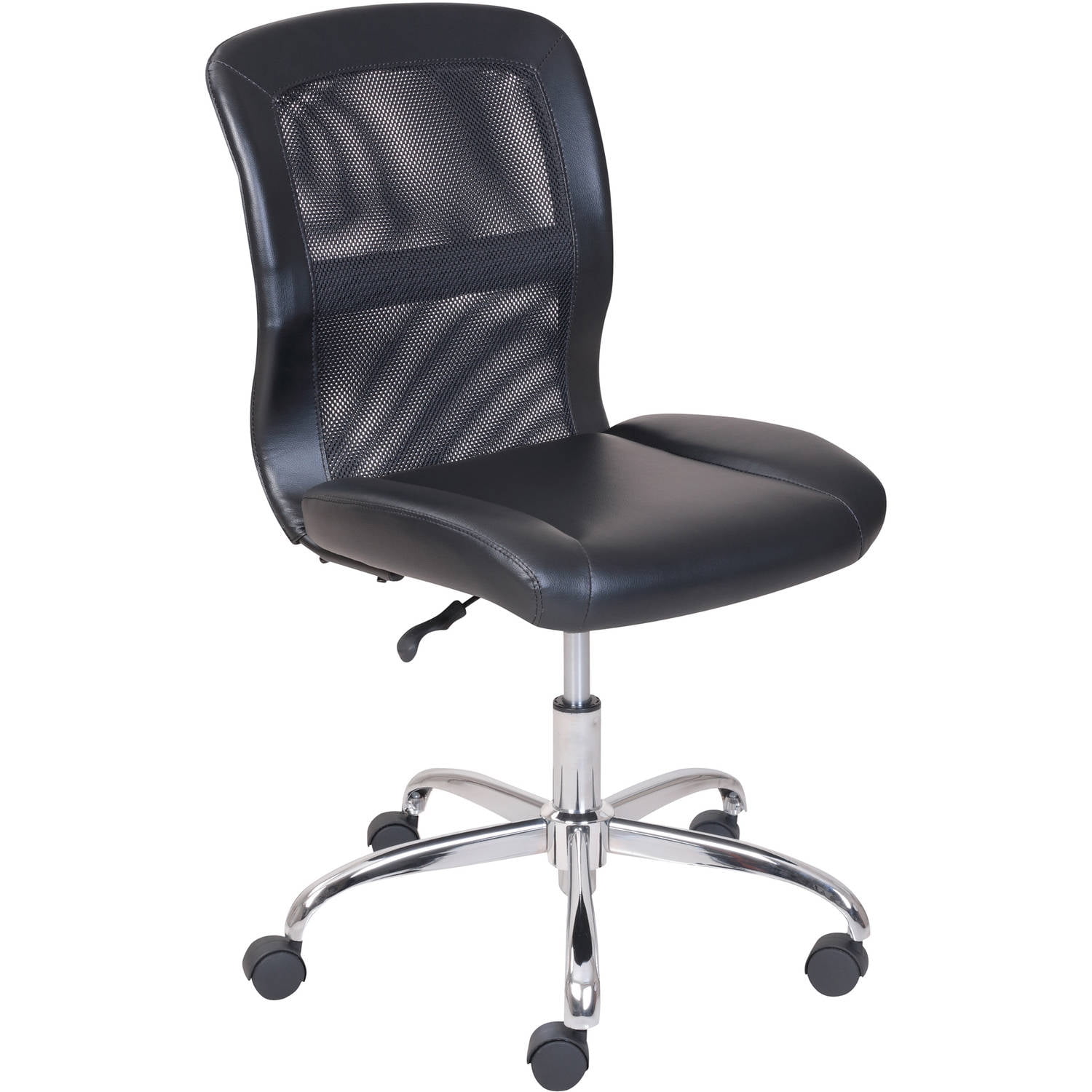Black Vinyl and Mesh Armless Task Chair