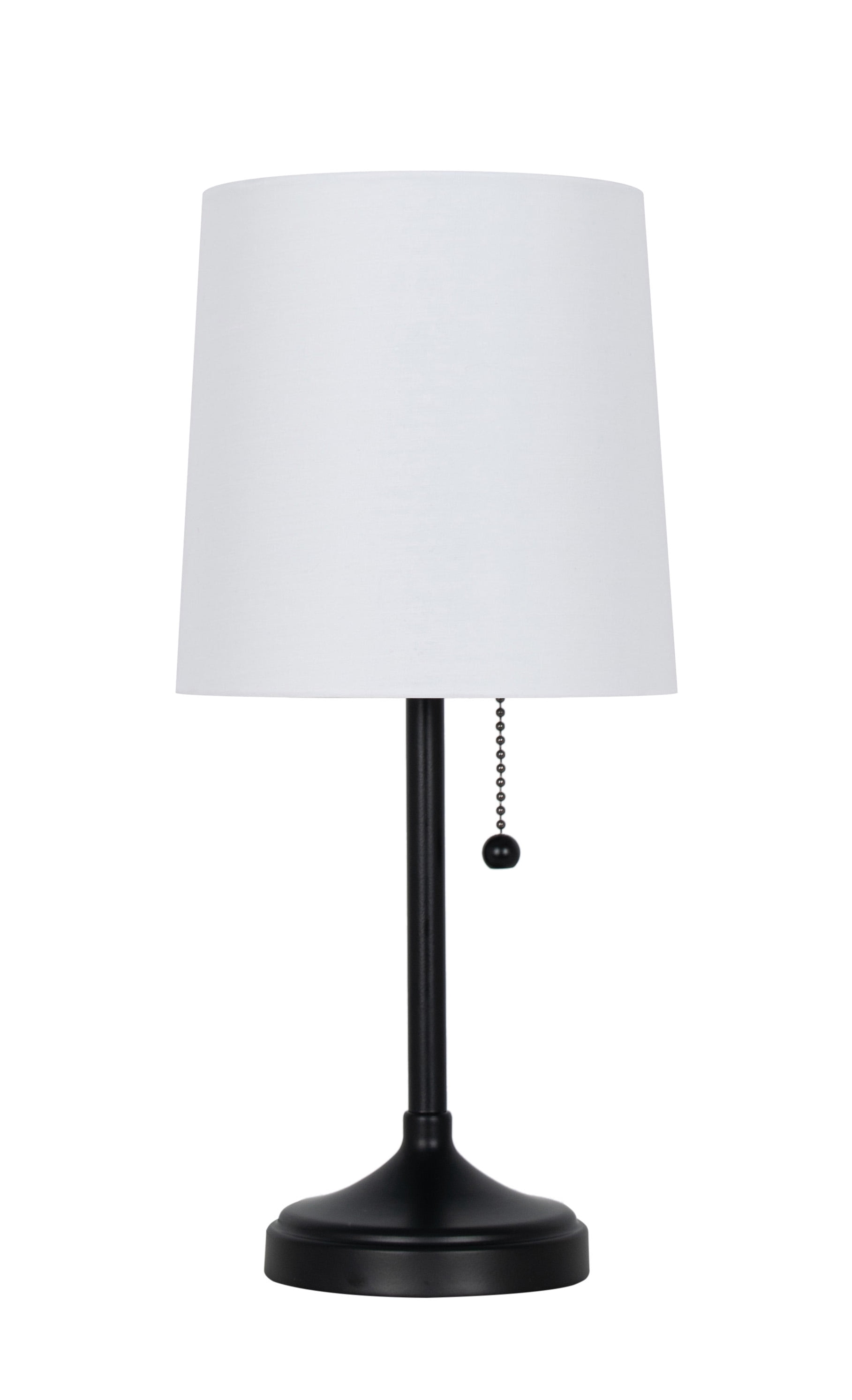 Mainstays 13.5 in Black Stick Table Lamp with White Fabric Shade