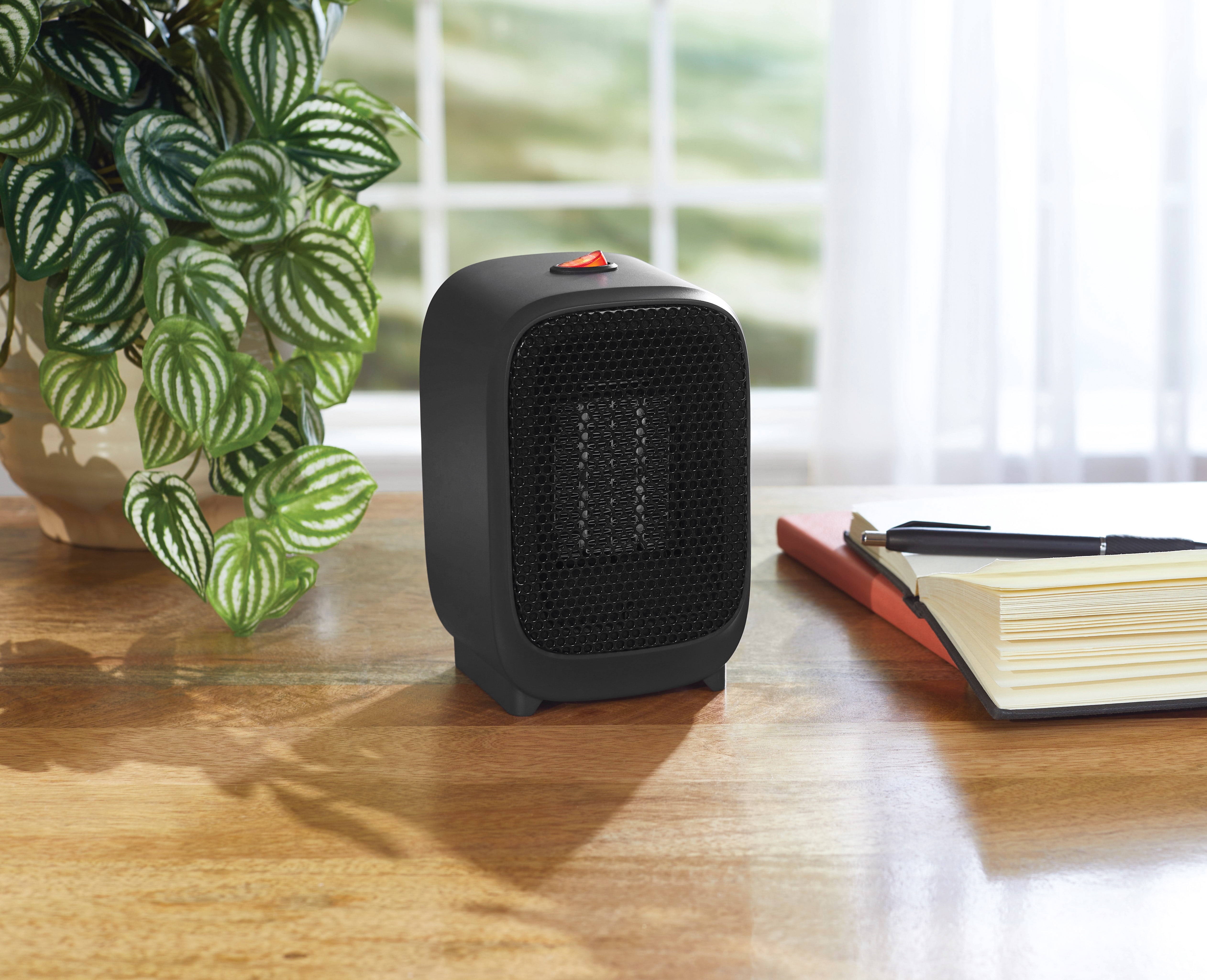 Mainstays Personal Electric Space Heater 400W for Indoor, Portable Electric Heater for Home, PTC Ceramic for Fast Safe Energy Efficiency, Black