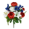 thumbnail image 1 of Mainstays 21 in Outdoor Artificial Floral Bouquet, Red Peony, White Lliy and Blue Delphidium, 1 of 6