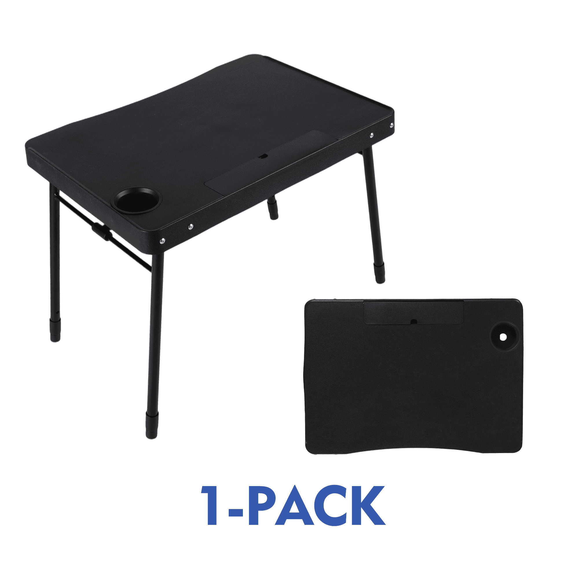 Mainstays 26" Adjustable Height Personal Folding Table with Cupholder and Tablet Holder, Black