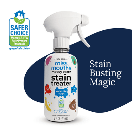 Miss Mouth's Messy Eater Stain Treater Spray for Baby & Kids, 12 fl oz, Newborn & Baby Essentials, Stain Remover for Food, Grease, Coffee & More, Gentle on Laundry, Fabric & Underwear