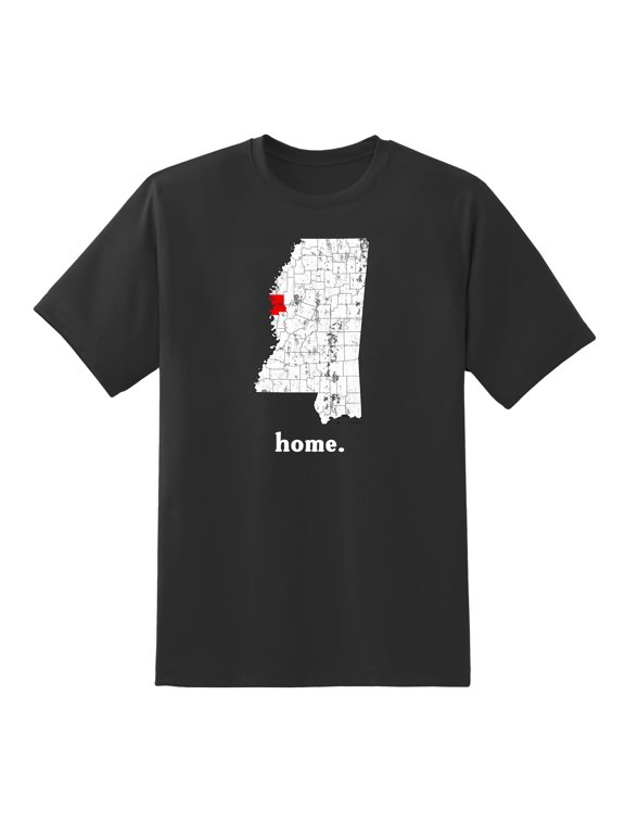 MS Map Mississippi Home State Love Mississippi Home Design T Shirt for Men Women Black,XXL