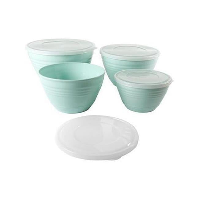 Aqua Plastic Nesting Food Storage Bowl Set with Lids