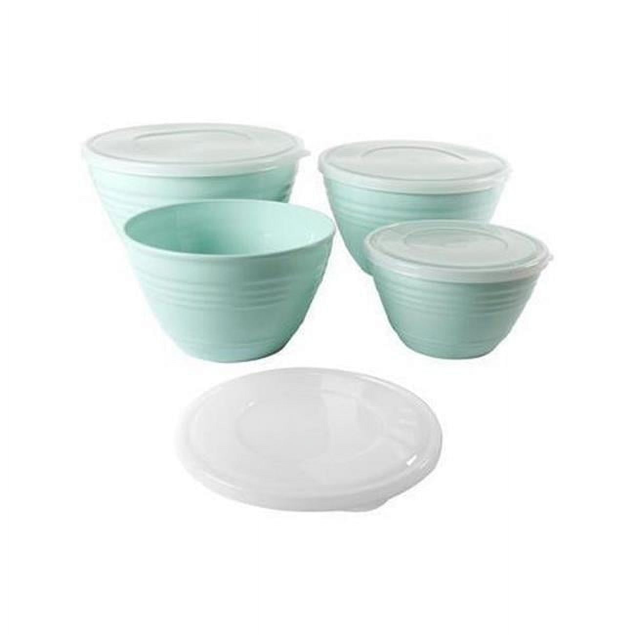 Aqua Plastic Nesting Food Storage Bowl Set with Lids