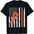 thumbnail image 1 of MS Multiple Sclerosis Awareness Orange Ribbon US Flag T-Shirt, 1 of 5