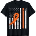 thumbnail image 1 of MS Multiple Sclerosis Awareness Orange Ribbon US Flag T-Shirt, 1 of 5