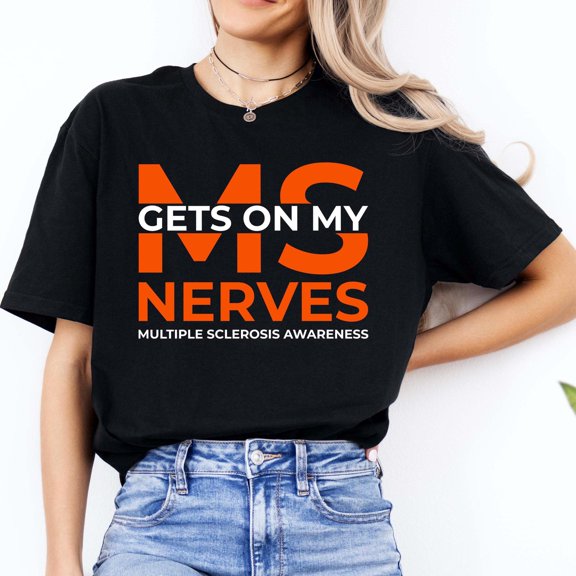 MS Multiple Sclerosis Awareness Shirt Orange Ribbon Advocacy Tee
