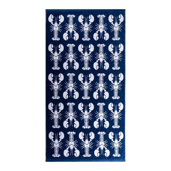 Mainstays Patriotic Cotton Blend Cotton Blend Beach Towel, 36 x 72 in, Navy Blue Lobster