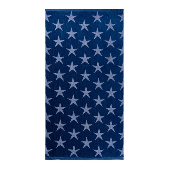 Mainstays Patriotic Cotton Blend Beach Towel, 36 x 72 in, Navy Blue Star