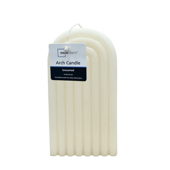 Mainstays Unscented Arch Candle, 6.4 Inches Height, Ivory
