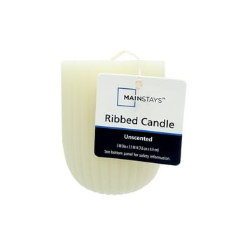 Mainstays Unscented Ribbed Pillar Candle, 3 inches x 3.5 inches Height, Ivory