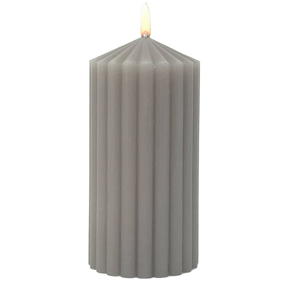 Mainstays 3" x 6" Single Wick Ribbed Pillar Candle, Unscented, Taupe