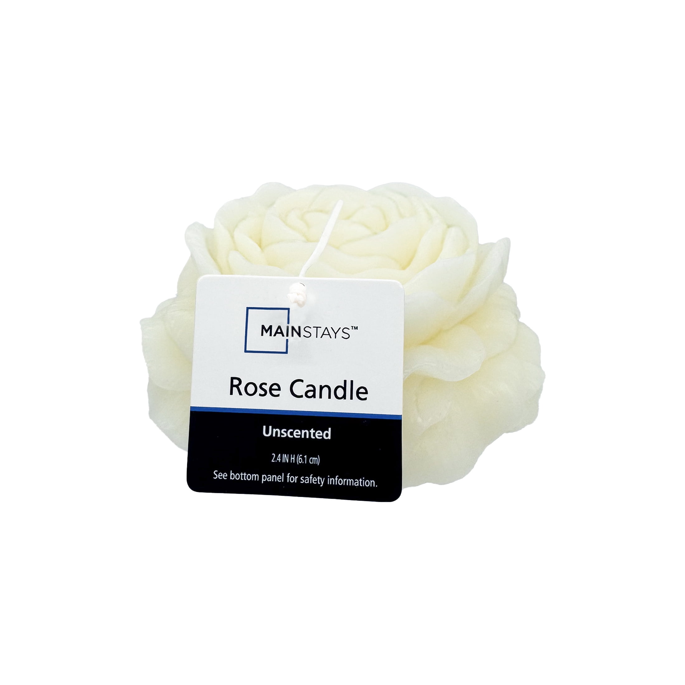 Mainstays Unscented Rose Candle, 2.4 inches Height, Ivory
