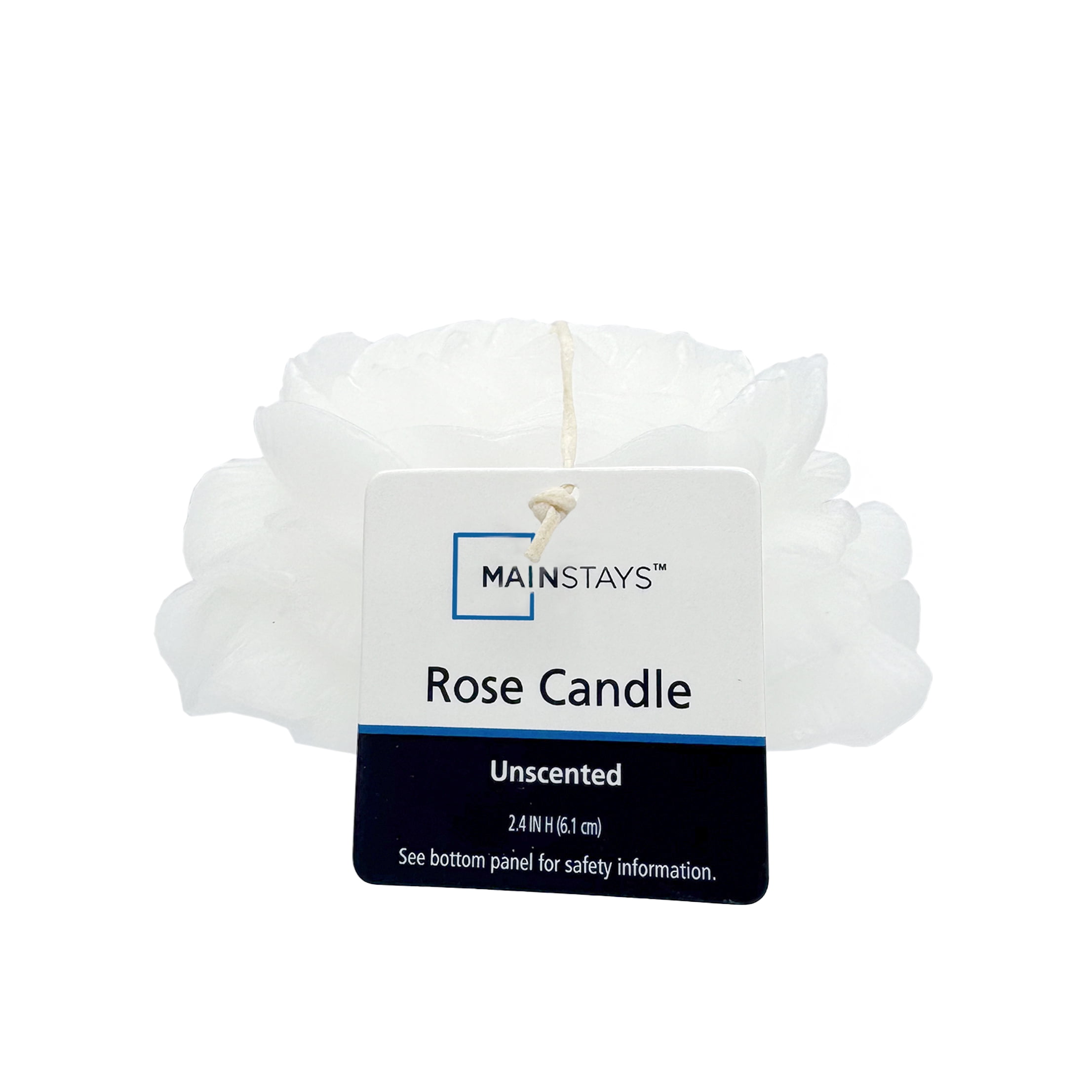 Mainstays Unscented Rose Candle, 2.4 inches Height, White