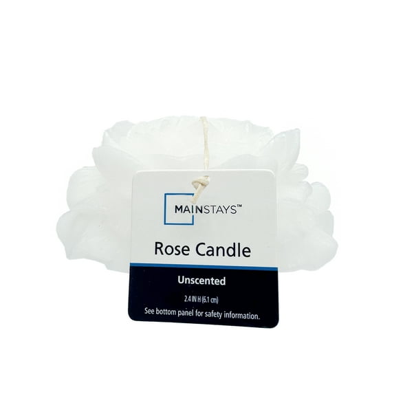Mainstays Unscented Rose Candle, 2.4 inches Height, White
