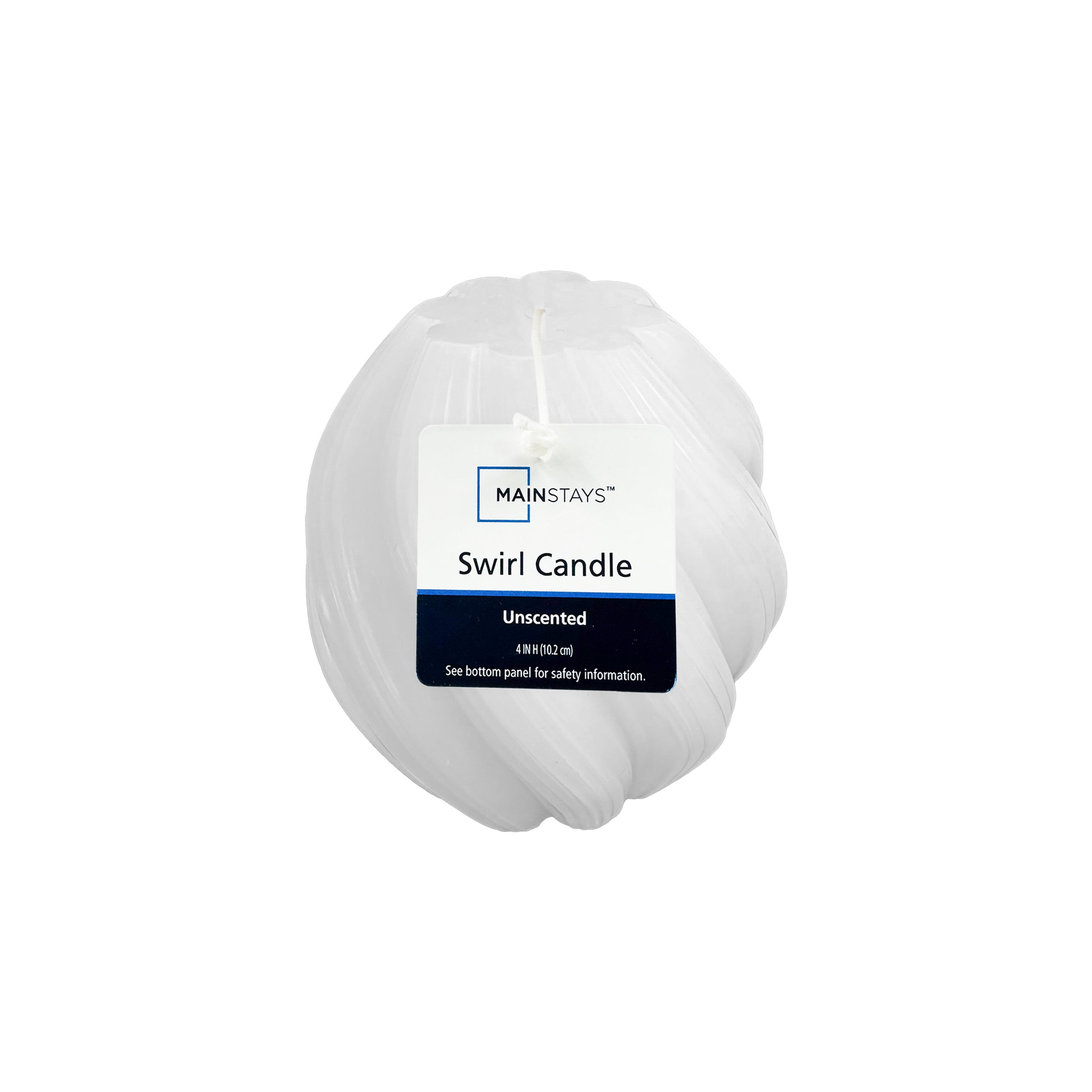 Mainstays Unscented Swirl Candle, White, 4"