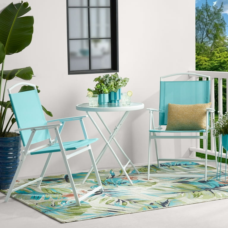 Mainstays Albany Lane 3-Piece Bistro Set, Aqua - Walmart.com