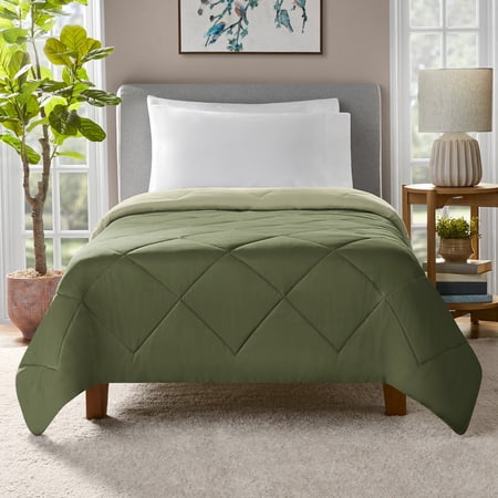 Mainstays Twin/Twin XL Comforter, All-Season Reversible Microfiber, Dark Green