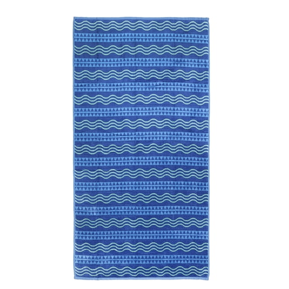 Mainstays Wavy Stripe Blue Beach Towel, Size 72" x 36"
