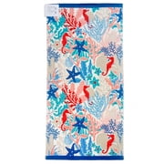 Mainstays Coral Reef Beach Towel, 36 in x 72 in