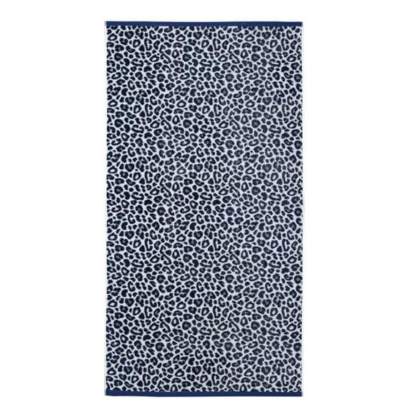Mainstays Oversized Cotton Blend Blend Beach Towel, 36 x 72 in, Leopard Blue