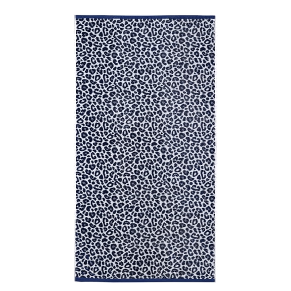 Mainstays Oversized Cotton Blend Blend Beach Towel, 36 x 72 in, Leopard Blue