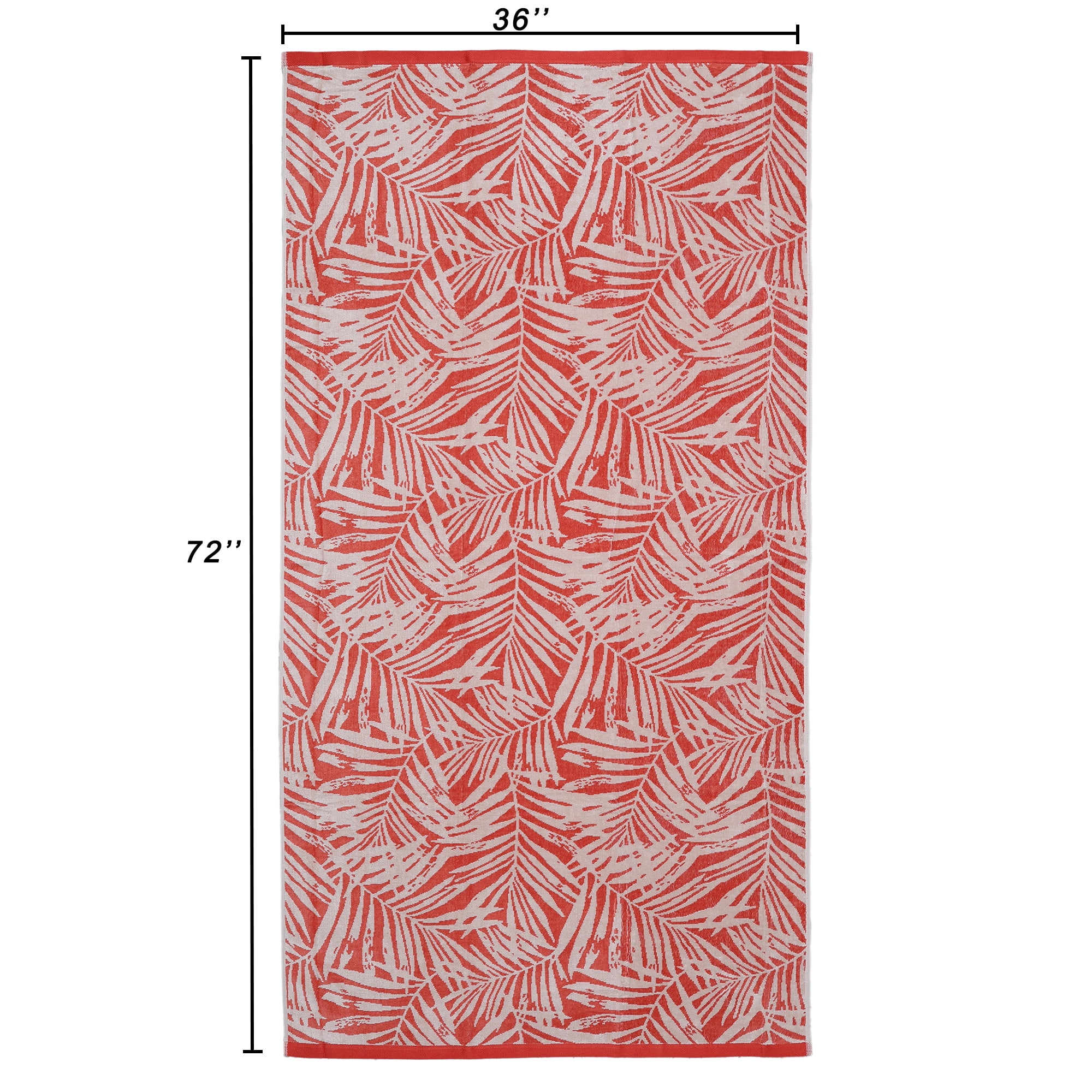 Mainstays Oversized Cotton Blend Blend Beach Towel, 36 x 72 in, Red Palm