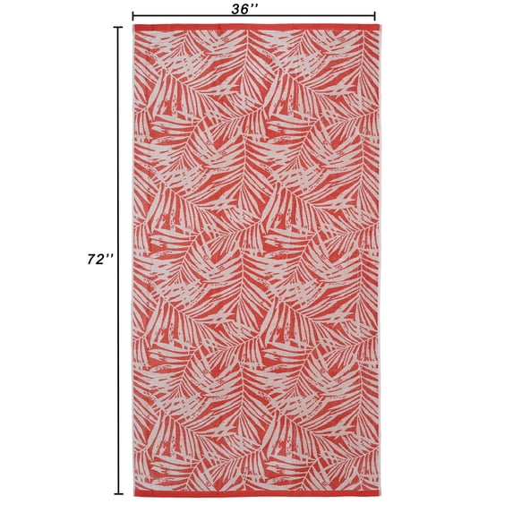 Mainstays Oversized Cotton Blend Blend Beach Towel, 36 x 72 in, Red Palm