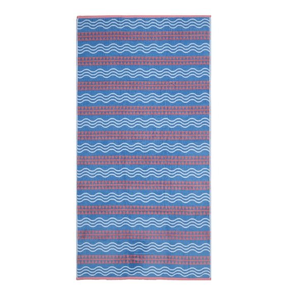 Mainstays Wavy Stripe Blue Eyes Beach Towel, Size 72" x 36"