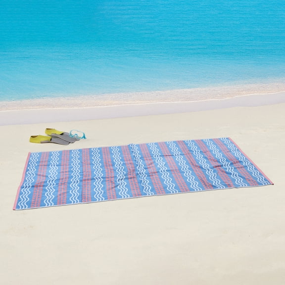 Mainstays Wavy Stripe Blue Eyes Beach Towel, Size 72" x 36"
