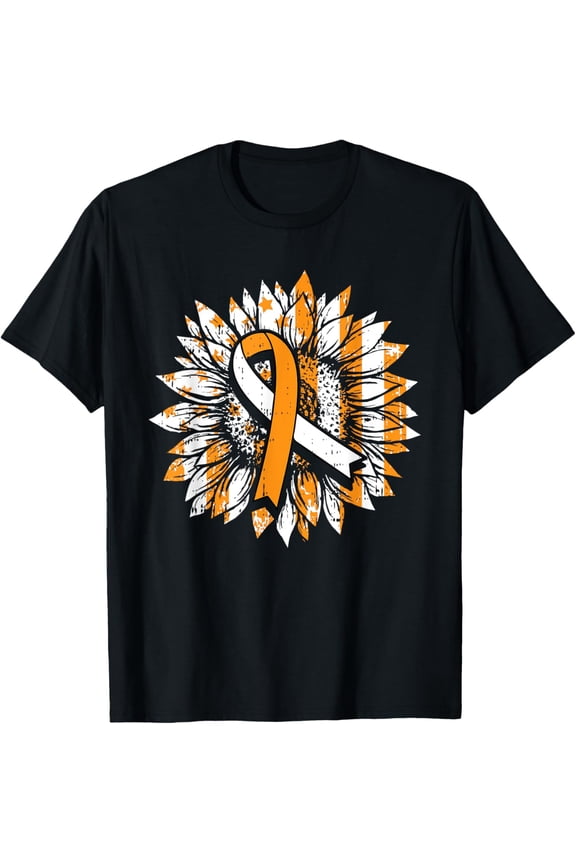 MS Orange Ribbon Multiple Sclerosis Awareness Sunflower Gift T-Shirt mens t shirt，black，women，funny，misfits，men，journey，t-shirt