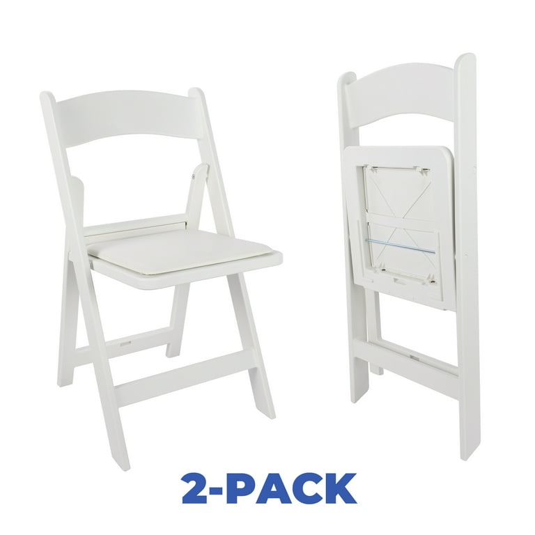 Mainstays Banquet Padded Resin Folding Chair, White (Set of 2