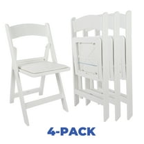 Mainstays White Resin Folding Chairs with Padded Seat - Set of 4