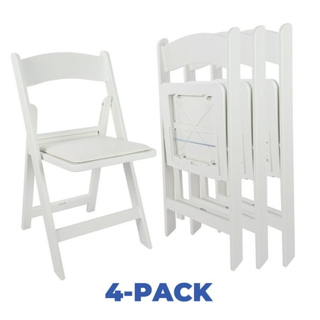 Mainstays Banquet Padded Resin Folding Chair, White (Set of 4)