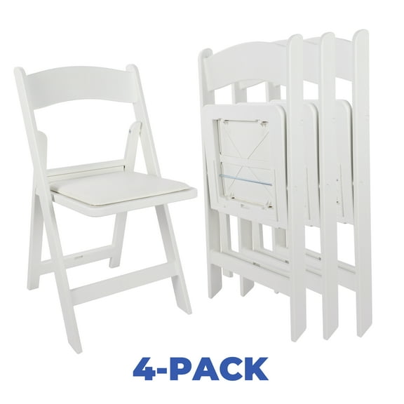 Mainstays White Resin Folding Chairs with Padded Seat - Set of 4