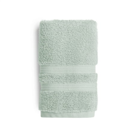 Mainstays Performance Cotton Hand Towel, Super Soft Quick Dry Fade Resistant, Solid Light Green