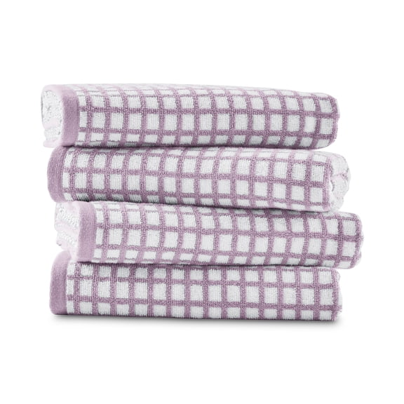 Mainstays Performance Geo Textured Bath Towel Set, 4-Piece, Hazy Purple