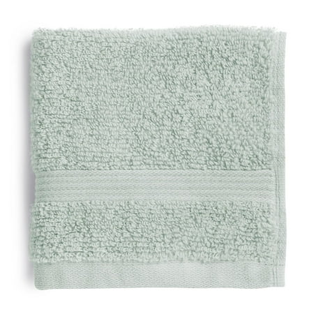 Mainstays Performance Cotton Washcloth, Super Soft Quick Dry Fade Resistant, Solid Light Green