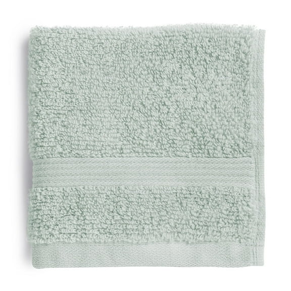 Mainstays Performance Cotton Washcloth, Super Soft Quick Dry Fade Resistant, Solid Light Green