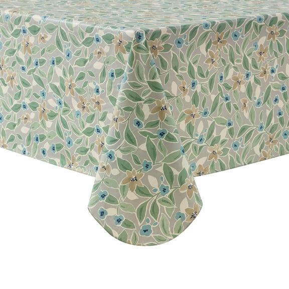 Mainstays PEVA Floral Tablecloth, Indoor & Outdoor Reusable Table Decoration 60" x 102" Grey Floral