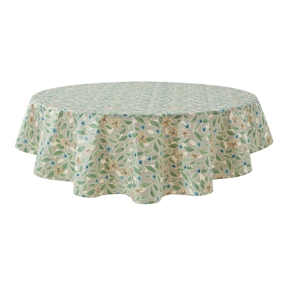 Mainstays PEVA Floral Tablecloth, Indoor & Outdoor Table Decoration 70" Round, Grey Floral