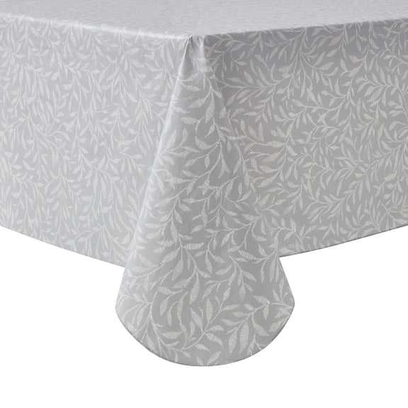 Mainstays PEVA Everyday, Indoor & Outdoor Tablecloth 60" x 84" Grey Leaf
