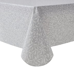 Mainstays PEVA Everyday Indoor/Outdoor Reusable Tablecloth, 60" x 102", Grey Leaf