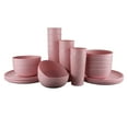 thumbnail image 1 of Mainstays 30-Piece Pink Etched Flower Plastic Dinnerware Set, Includes 10 Plates, 10 Bowls, 10 Tumblers, 1 of 16