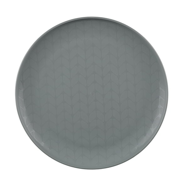 Mainstays Grey Round Plastic Plate With Interwoven Braided Etched Design, 10.5 inch