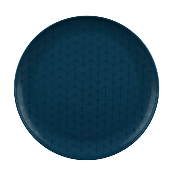 Mainstays - Navy Round Plastic Plate, Interwoven Braided Etched, 10.5 Inch