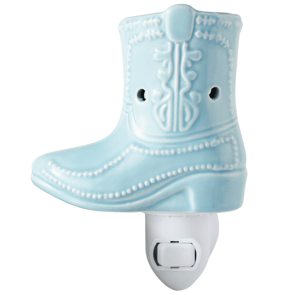 Mainstays Wax Melt Plug-in Wax Warmer with LED Light, Blue Cowboy Boot